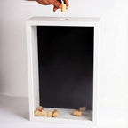 Oak Wine Cork Holder Box, Drop Slot Keepsake Display