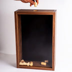 Oak Wine Cork Holder Box, Drop Slot Keepsake Display