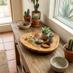 Olive Wood Organizer Tray, Catchall Dish for Keys Jewelry, Entryway Valet Bowl, 30x24cm
