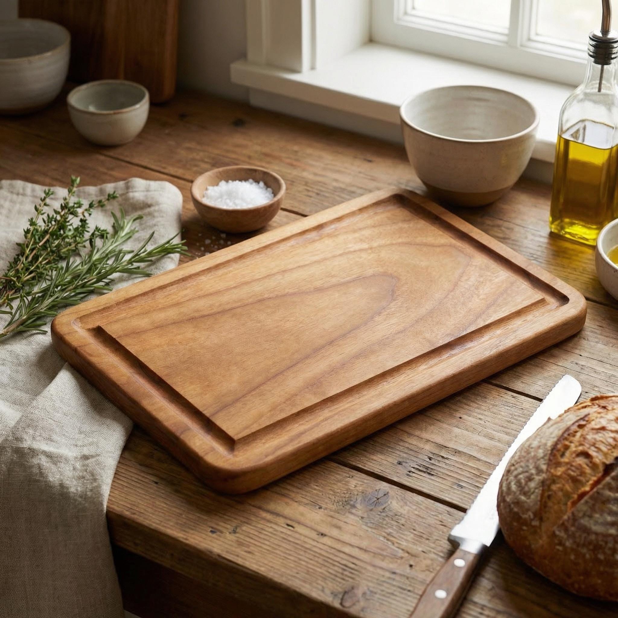 Walnut Cutting Board with Juice Groove, 1 Inch Thick, 3 Sizes, Gift for Home Cook